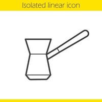 Turkish cezve linear icon. Classic vintage coffee maker thin line illustration. Cezve contour symbol. Vector isolated outline drawing