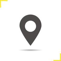 Pinpoint icon. Drop shadow geolocation mark silhouette symbol. Location map pointer symbol. Pinpoint logo concept. Vector geolocation mark isolated illustration