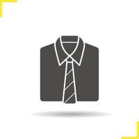 Shirt and tie icon. Drop shadow uniform silhouette symbol. Formal men's clothes. Shirt and tie logo concept. Vector uniform isolated illustration