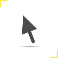 Computer mouse arrow icon. Drop shadow pointer silhouette symbol. Computer cursor. Vector isolated illustration