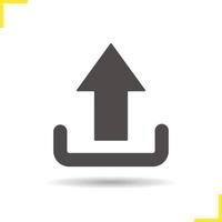 Upload arrow icon. Drop shadow silhouette symbol. Files uploading icon. Vector isolated illustration