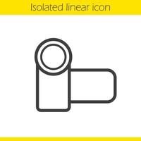 Video camera linear icon. Director and photographer equipment thin line illustration. Camera contour symbol. Vector isolated outline drawing