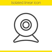 Webcam linear icon. Modern portable computer device thin line illustration. Web camera contour symbol. Vector isolated outline drawing