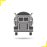 Gasoline tank truck icon. Drop shadow lorry silhouette symbol. Oil transportation vessel. Vector isolated illustration