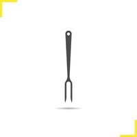 Carving fork icon. Drop shadow tableware silhouette symbol. Cooking instrument. Vector isolated illustration