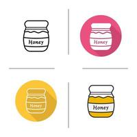 Honey jar icon. Flat design, linear and color styles. Natural product. Honey pot isolated vector illustrations