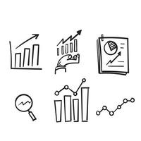hand drawn Data analysis line icons set vector illustration. doodle style