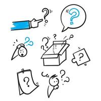 hand drawn Simple Set of Question Related Vector Line Icons with doodle style vector
