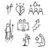 hand drawn Simple Set of Personal Growth Related Vector Line Icons in doodle style vector isolated