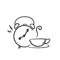 símbolo dibujado a mano para el icono de la hora del café, signo de la hora del té. aislado en estilo doodle vector