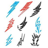 handdrawn doodle thunder lightning icon illustration in doodle vector