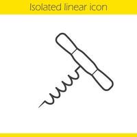 Corkscrew linear icon. Kitchen instrument thin line illustration. Wine bottle opener contour symbol. Vector isolated outline drawing