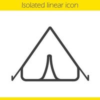 Tent linear icon. Thin line illustration. Tourist's equipment. Boyscout's outdoor shelter. Contour symbol. Tent logo concept. Vector isolated outline drawing