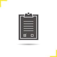 Agreement icon. Drop shadow contract silhouette symbol. Signed official document. Business paper with signature. Agreement logo concept. Vector contract isolated illustration