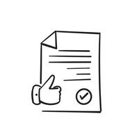 hand drawn doodle document symbol for approval icon, accredited, authorized agreement. isolated vector