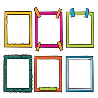 doodle frame collection with bright color handdrawn doodle style vector