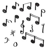 Dibujado a mano único doodle nota música vector ilustración