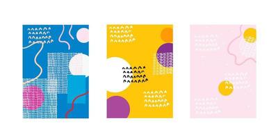 Abstract doodle geometric background with fun color pattern cartoon texture for brochure cover template design vector