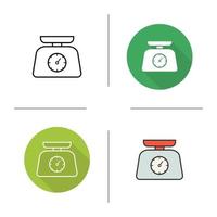 icono de balanza de cocina. diseño plano, estilos lineales y de color. medición de peso. balanza de alimentos ilustraciones vectoriales aisladas vector