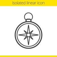 Compass linear icon. Pocket compass thin line illustration. Navigation and orientation instrument. Contour symbol. Compass logo concept. Vector isolated outline drawing