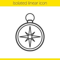 Compass linear icon. Pocket compass thin line illustration. Navigation and orientation instrument. Contour symbol. Compass logo concept. Vector isolated outline drawing