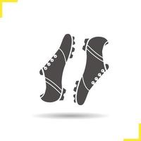 Soccer boots icon. Drop shadow football boots silhouette symbol. Football player's footwear. Modern sportswear. Soccer boots logo concept. Vector football boots isolated illustration