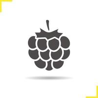 Raspberry icon. Drop shadow blackberry silhouette symbol. Raspberry berry. Vector isolated illustration