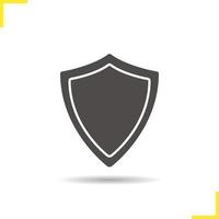Shield icon. Drop shadow silhouette symbol. Protection shield. Vector isolated illustration