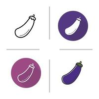 Eggplant icon. Flat design, linear and color styles. Aubergine isolated vector illustrations