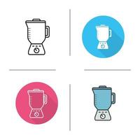 Blender icon. Flat design, linear and color styles. Food processor isolated vector illustrations