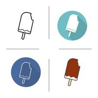 Ice cream icon. Flat design, linear and color styles. Icecream isolated vector illustrations