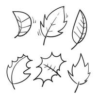 hand drawn Leaf simple icon set doodle illustration vector