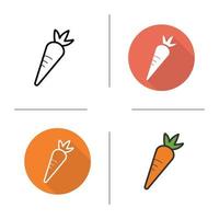 Carrot icon. Flat design, linear and color styles. Isolated vector illustrations