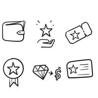 hand drawn Royalty program line icon set in doodle sketch vector