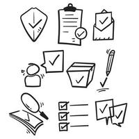 hand drawn simple set of Check marks vector line icons illustration vector isolated background