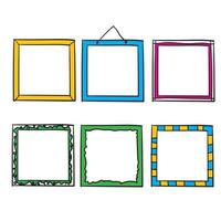 doodle frame collection with bright color handdrawn doodle style vector