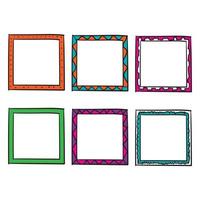 doodle frame collection with bright color handdrawn doodle style vector