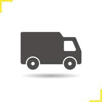 Delivery van icon. Drop shadow transportation truck silhouette symbol. Shipping car. Vector isolated illustration