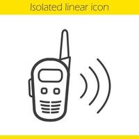 Radio set linear icon. Walkie talkie thin line illustration. Radio transceiver contour symbol. Vector isolated outline drawing