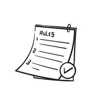 hand drawn Rules vector illustration. regulations checklist concept. Restricted graphic writing with law information. Society control guidelines and strategy for company. doodle