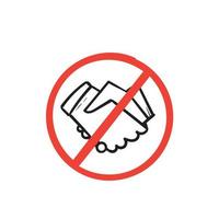 hand drawn No handshake vector icon in doodle sketch vector isolated