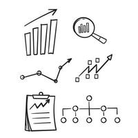 hand drawn Data analysis line icons set vector illustration. doodle style