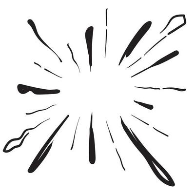 doodle burst with black stroke handdrawn circle radial style vector