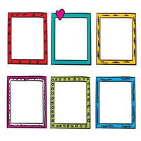 doodle frame collection with bright color handdrawn doodle style vector