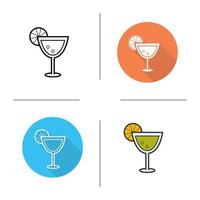 Margarita icon. Flat design, linear and color styles. Martini isolated vector illustrations