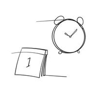 hand drawn Time and clock vector linear icons.Time management. Timer, speed, alarm, time management, calendar symbol illustration vector. doodle