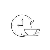 símbolo dibujado a mano para el icono de la hora del café, signo de la hora del té. aislado en estilo doodle vector