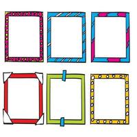 doodle frame collection with bright color handdrawn doodle style vector