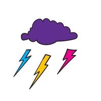 doodle cloud with thunder illustration vector