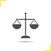 Scale icon. Drop shadow law symbol silhouette symbol. Scales of justice. Vector isolated illustration